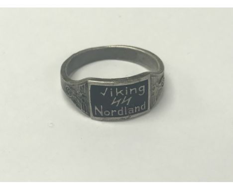 German WW2 style SS Mans finger ring , Viking / Nordland , GVF