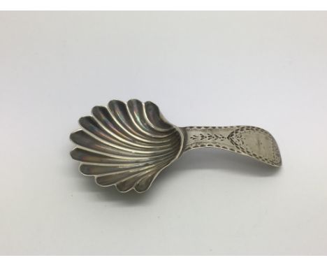A Hester Bateman Georgian silver caddy spoon.
