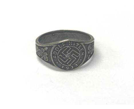 German WW2 style Adolf Hitler ring , VF