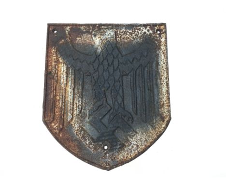 German WW2 style Army shield heavy wall plaque, surface rusted