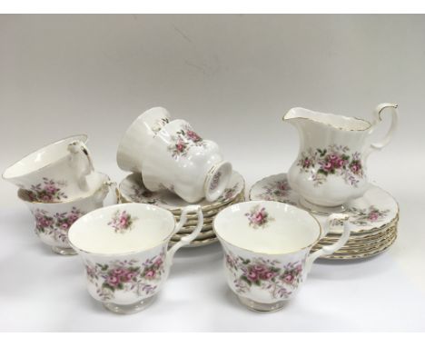A Royal Albert tea service in Lavender Rose pattern.