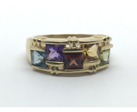 A 14ct multi stone ring, ring size approx M/N