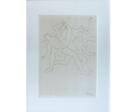 PABLO PICASSO, (Spanish, 1881 - 1973) Lithograph and Pochoir, Limited Edition: 500, Ballet Dancers, 1946, 35cm x 26cm framed.