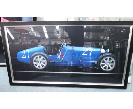 PHOTOGRAPHIC PRINT, of an early sports car, framed and glazed, 93cm x 173cm. 