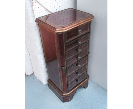 VENETIAN STYLE GLASS CHEST OF DRAWERS, of compact proportions, with a rising lid with vanity mirror, 40cm x 34cm x 86cm H.