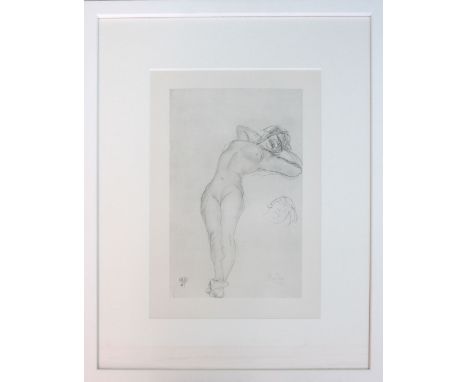 AFTER RODIN, Untitled figure study, lithograph, 28cm H x 18cm.