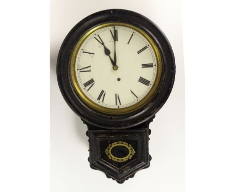 Antique Wood Pendulum Schoolhouse Clock. Unsigned. Wear. Rubbing, Losses, Not Running, The gallery does not warranty the runn