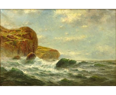 Charles Thomas, Belgian (1827-1892) Oil on Canvas "Seascape" Signed Chas Thomas Lower Left. Minor losses lower left or in goo