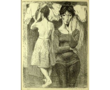Raphael Soyer, American (1899-1987) Lithograph. "Young Dancers". Signed in Pencil Lower Right. Numbered 19/35 Lower Left. Lig