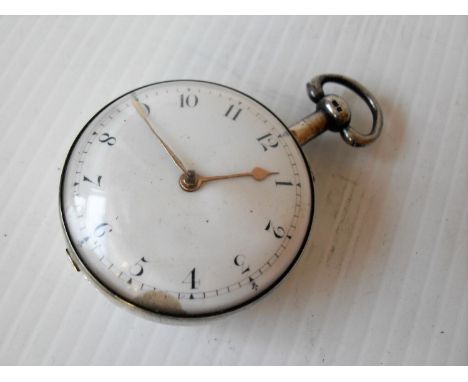 A Georgian silver-cased key-wind fusee pocket watch with Arabic numerals, gilt hands, dial 45mm diameter in working order, an