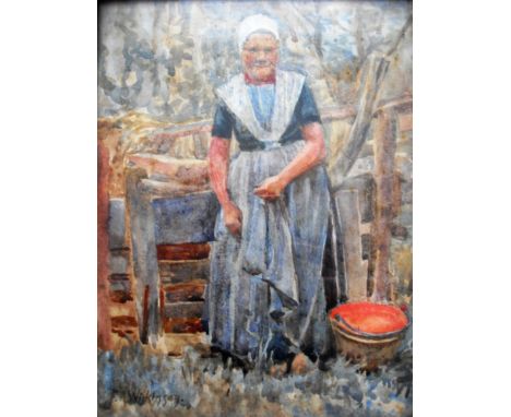 F. A. Wilkinson, BRETON WOMAN, watercolour, framed and mounted, signed bottom left, 25 x 19cm 
