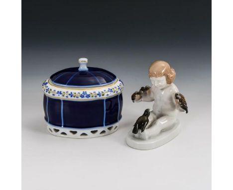 "Singstunde" und Jugendstil-Tintenfass Rosenthal und KPM Berlin. 1x Stempelmarke Kunstabteilung Stammwerk Selb, 1930er/40er J