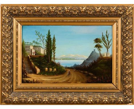                     DÜRRE,             R.    Italienische Landschaft    Öl/Malkarton.        Rechts unten signiert.        An