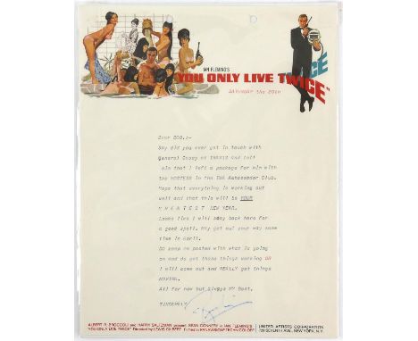 James Bond You Only Live Twice (1967) A letter from Charles Russhon on studio headed paper, typed and signed in pen, Russhon 