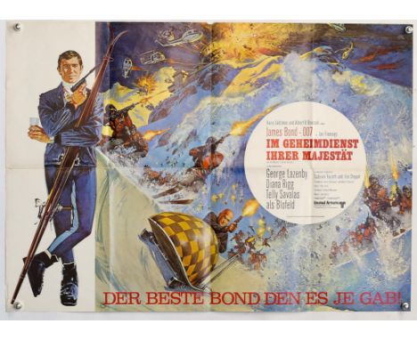 James Bond On Her Majesty's Secret Service (1969) German AO film poster, starring George Lazenby, folded, 23 x 33 inches. Con