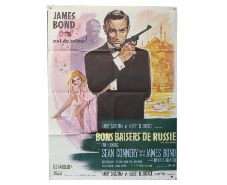 James Bond From Russia With Love (R-1980's) French Grande film poster, starring Sean Connery, folded, 47 x 63 inches. 