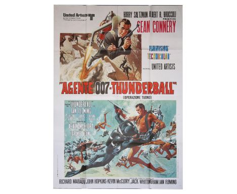 James Bond Thunderball (R-1970's) Italian One Panel film poster, starring Sean Connery, folded, 39 x 55 inches. 