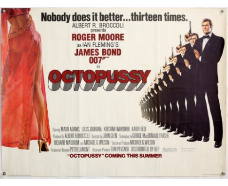 James Bond Octopussy (1983) British Quad film poster, Advance Style A, artwork by Renato Casaro, starring Roger Moore, United