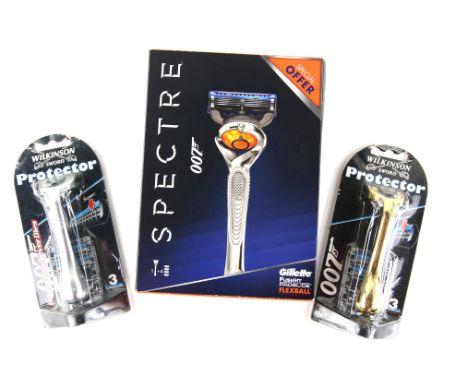 James Bond - Spectre Gillette, Goldeneye Wilkinson Sword and Tomorrow Never Dies Wilkinson Sword special edition razors, in o