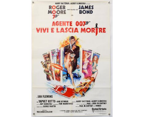 James Bond Live and Let Die (1973) Italian One Sheet film poster, folded, 27 x 39 inches. 
