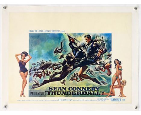James Bond Thunderball (R-1970's) Belgian film poster, English Language, starring Sean Connery, linen backed, 19 x 25 inches.