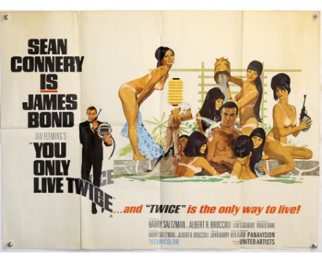 James Bond You Only Live Twice (1967) British Quad film poster, Style C (Bath Tub) starring Sean Connery, folded, 30 x 40 inc