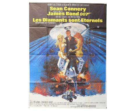 James Bond Diamonds Are Forever (1971) French Grande film poster, folded, 47 x 63 inches.