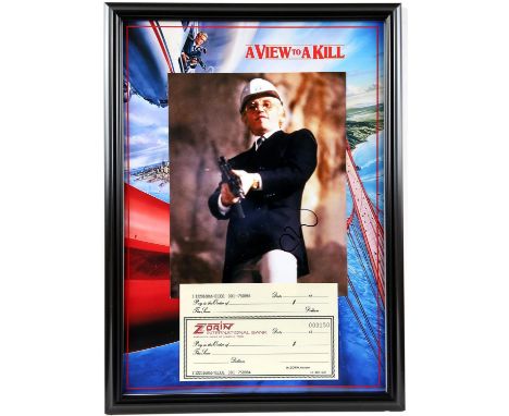 AMENDED DESCRIPTION - James Bond A View To A Kill (1985) A prop cheque for the account of Max Zorin played by Christopher Wal
