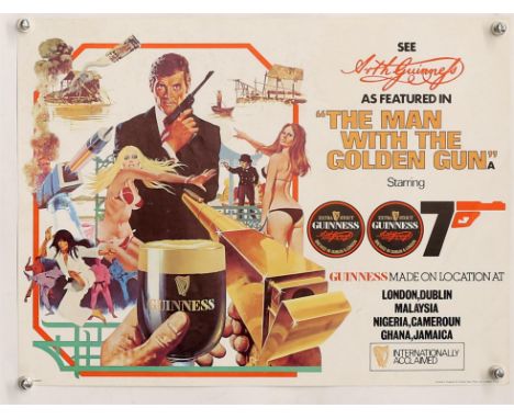 James Bond The Man With The Golden Gun (1974) Special Guinness promotional film poster, starring Roger Moore & Christopher Le