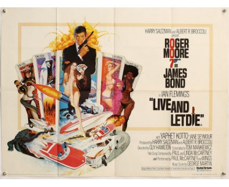 James Bond Live And Let Die (1973) British Quad film poster, starring Roger Moore, United Artists, folded, 30 x 40 inches. 