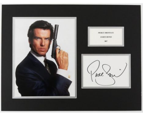 James Bond - Pierce Brosnan signed 007 mounted display, 33 x 43cm and a George Lazenby limited edition print 1/50, 30 x 40cm 