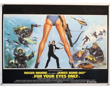 James Bond For Your Eyes Only (1981) British Quad film poster, starring Roger Moore, Design by Bill Gold, artwork by Brian By