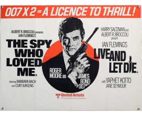 James Bond The Spy Who Loved Me / Live And Let Die (1977) British Quad Double Bill film poster, starring Roger Moore, United 