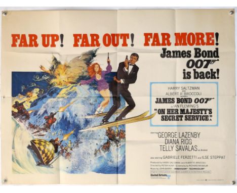James Bond On Her Majesty's Secret Service (1969) British Quad film poster, starring George Lazenby, folded, 30 x 40 inches. 