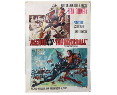 James Bond Thunderball (R-1971) Italian One panel film poster, starring Sean Connery, folded, 39 x 55 inches. 