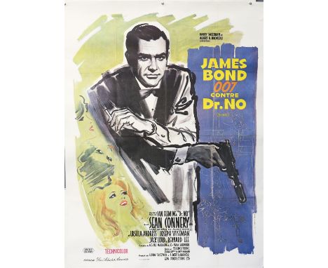 James Bond Dr. No (R-1970s) French Grande film poster, starring Sean Connery, linen backed, 47 x 63 inches. 