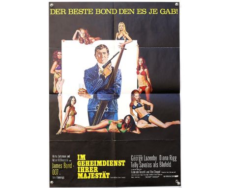 James Bond On Her Majesty's Secret Service (1969) German A1 film poster, folded, 23 x 33 inches.