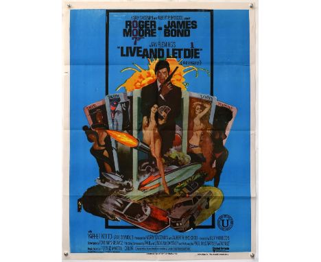 James Bond Live and Let Die (1973) Indian film poster (revised), starring Roger Moore, folded, 30 x 40 inches. 