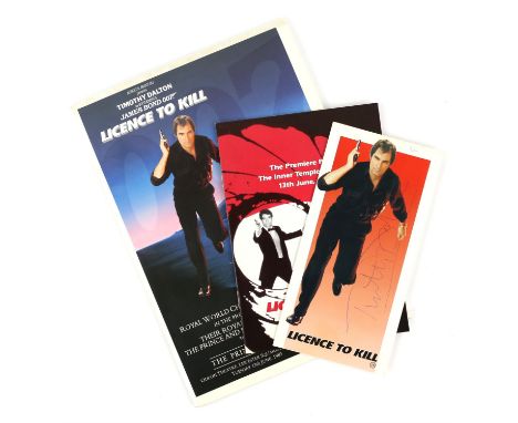 James Bond Licence To Kill (1989) Premiere programme, Premiere Party booklet and ticket signed by Timothy Dalton (3). 
