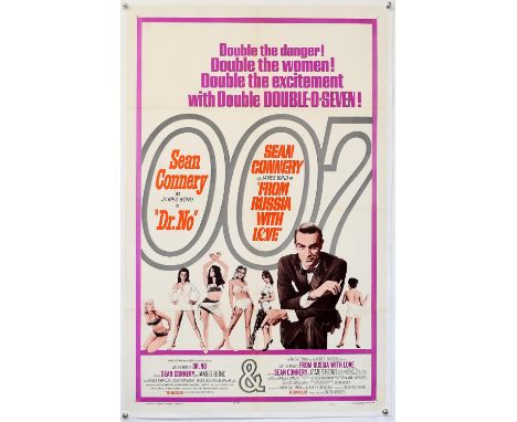 James Bond Dr. No / From Russia With Love (R-1968) US Double Bill One Sheet film poster, linen backed, 27 x 41 inches. 