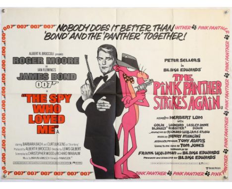 James Bond The Spy Who Loved Me / The Pink Panther Strikes Again (1977) British Quad double bill film poster, folded, 30 x 40