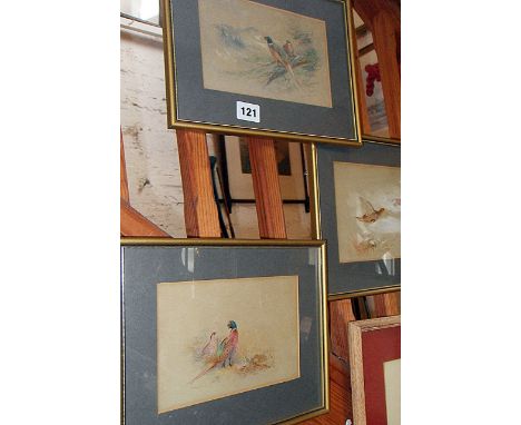 Three watercolour paintings of pheasants and grouse by James Stinton, ex Royal Worcester artist