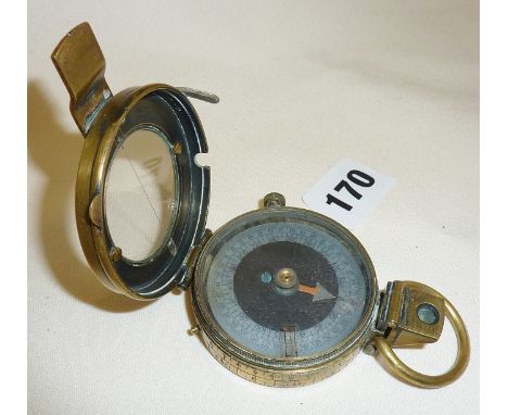 WW1 military Verners pattern marching compass with crow's foot to rear and dated 1917