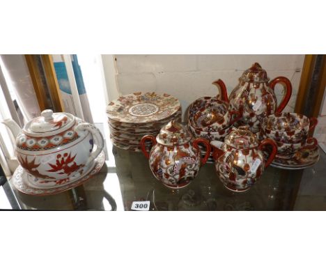 Shelf of Japanese eggshell porcelain Satsuma ware