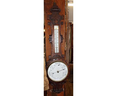 Early 20th c. carved oak banjo barometer