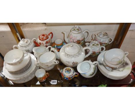 Chinese & Japanese porcelain teaware etc. (one shelf)