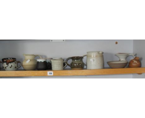 One shelf of assorted Studio pottery