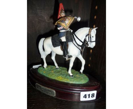 Buckingham pewter model of a Trumpeter, The Blues & Royals Mounted Review Order