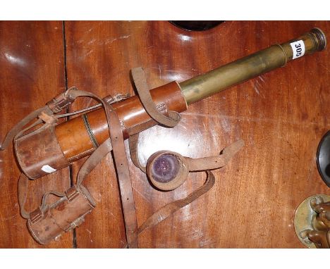 Three drawer military signalling telescope in leather case engraved as "TEL SIG. (MK IV) ALSO G.S. R&J BECK LTD LONDON 1919 N