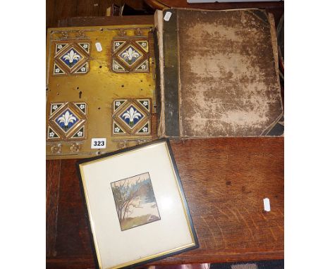 Interesting heavy brass panel with keyhole decorated with enamel fleur-de-lys, 1824 volume - Views of Churches by John Presto